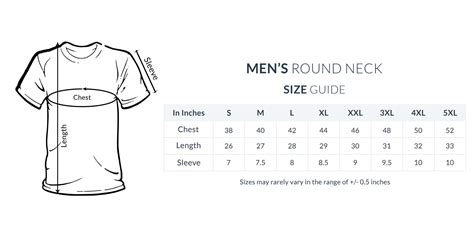 T Shirt Size Guidechart