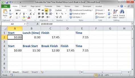 Calculate The Total Time Worked Minus Lunch Breaks In Excel