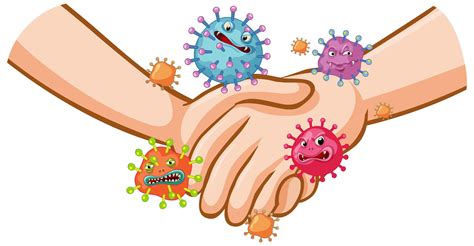 Coronavirus poster design with handshake and germs on hands 1211812 Vector Art at Vecteezy