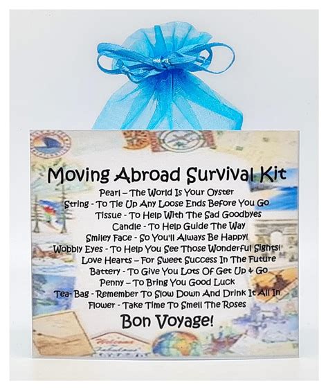 Moving Abroad Survival Kit Fun Novelty Good Luck Goodbye T