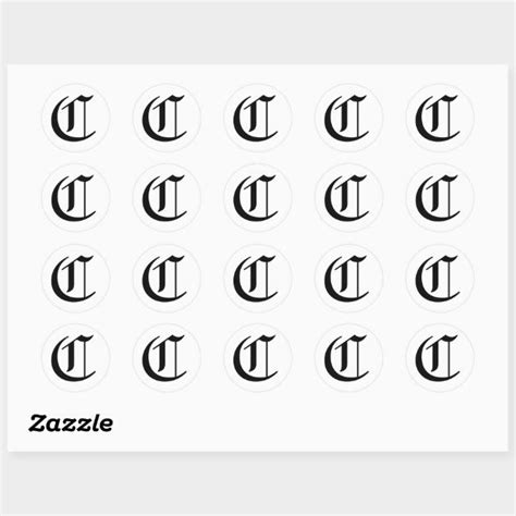 Letter C Wedding Alphabet By Janz White Classic Round Sticker Zazzle