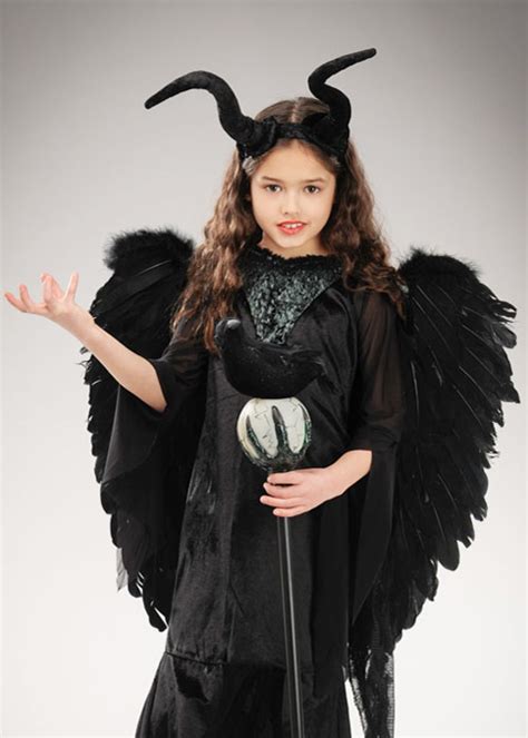 Childrens Deluxe Maleficent Style Costume With Wings St190 Ml