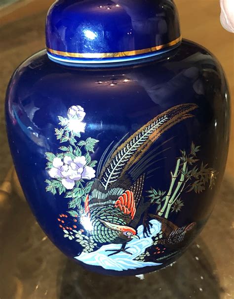 Japanese Vintage Ginger Jar W Lid Oriental Cobalt Blue Etsy