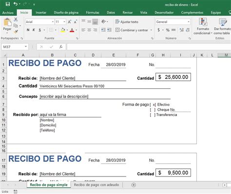 Plantilla De Excel Recibos De Pago Derechoenmexicomx