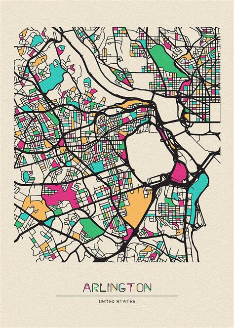 Arlington County Virginia City Map Digital Art By Inspirowl Design