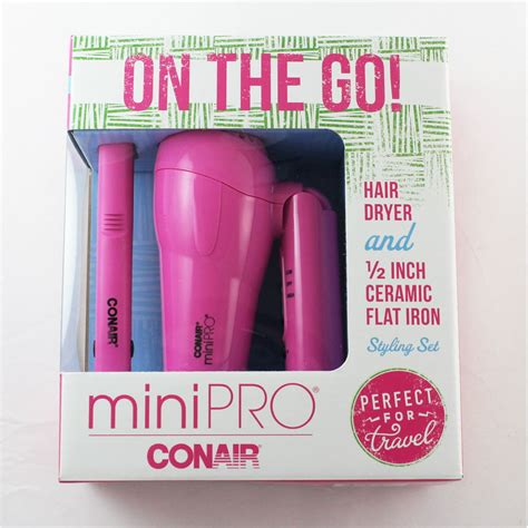 Conair Mini Pro On The Go Travel Hair Dryer And 12 Inch Ceramic Flat