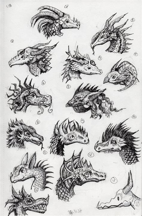 Dragon Head Pencil Drawings