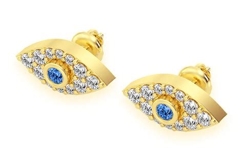 Icebox Evil Eye Stud Diamond Earrings 14k Solid Gold 0 20ctw