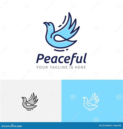 Peaceful Dove Pigeon Flying Wing Peace Love Freedom Logo Stock Vector