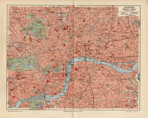 London Inner City United Kingdom Antique Map From 1906 Etsy