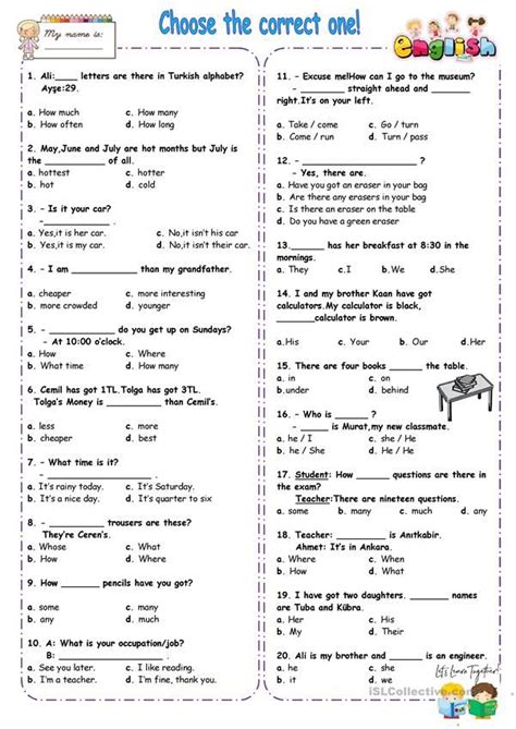 Multiple Choice Test English Esl Worksheets For Distance Learning And