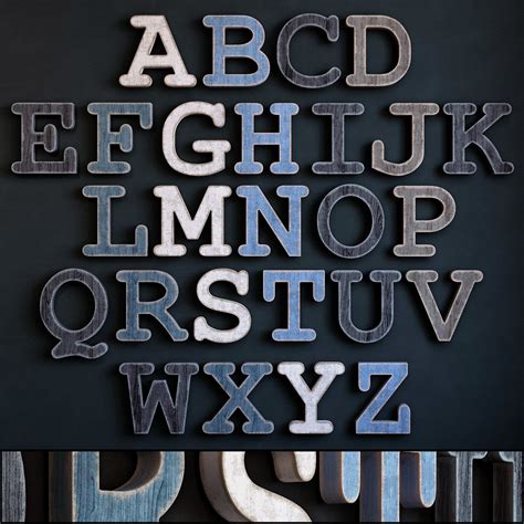 Wooden alphabet 3D model MAX OBJ FBX