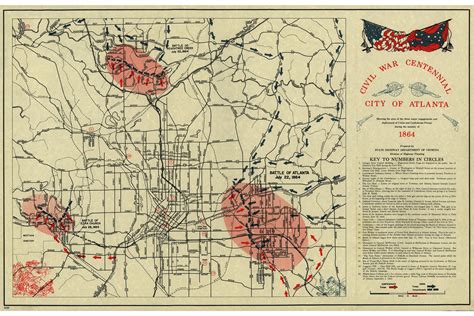 Civil War Map Battle Of Atlanta Centennial Issue 1964 Etsy