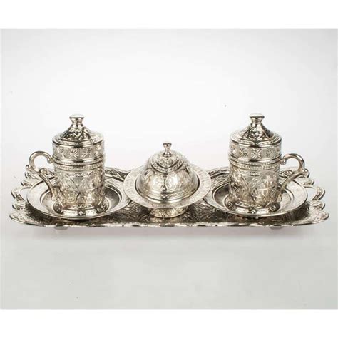 Buy Turkish Coffe Set For Two Silver Ottoman Style Grand Bazaar