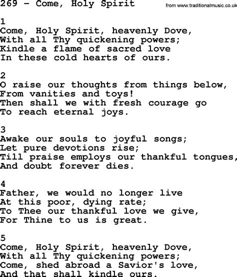 Adventist Hymnal Song 269 Come Holy Spirit With Lyrics Ppt Midi