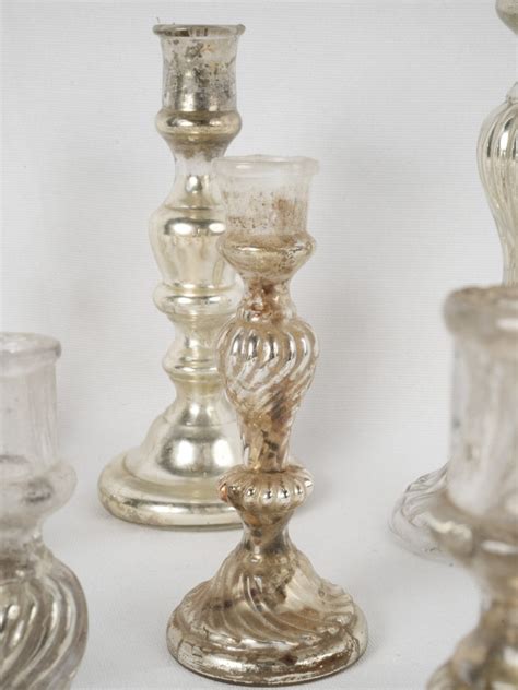 Set Of Antique French Mercury Glass Candlesticks Chez Pluie