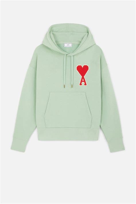 Hoodie With Big Ami Coeur Patch Ami Paris Official