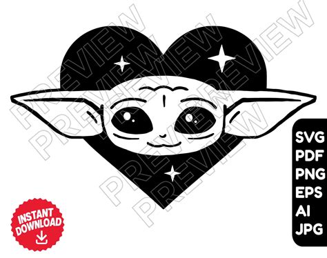 Baby Yoda Svg Clipart Vector Cut File Star Wars Svg The Etsy Images