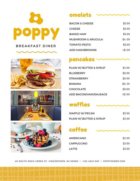 Yellow Plaid Happy Breakfast Eggs Diner Menu Templates By Canva