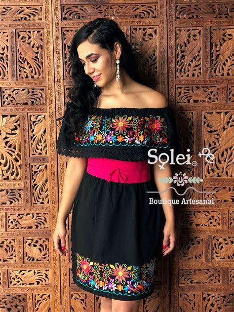 Lace Trim Mexican Floral Dress Mexican Floral Embroidered Etsy