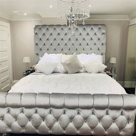 Free delivery & financing available. Tufted Velvet Platform Bed King Extra Large Wide Bed ...