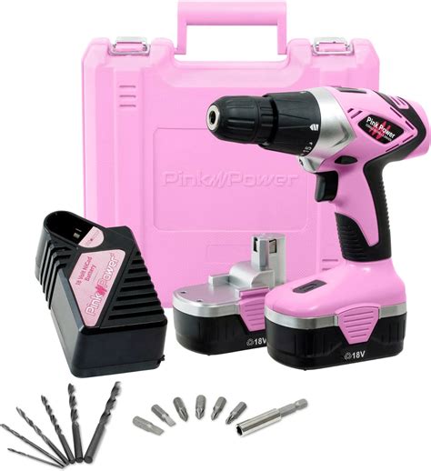 Pink Power Drill Pp182 18v Cordless Electric Drill Driver