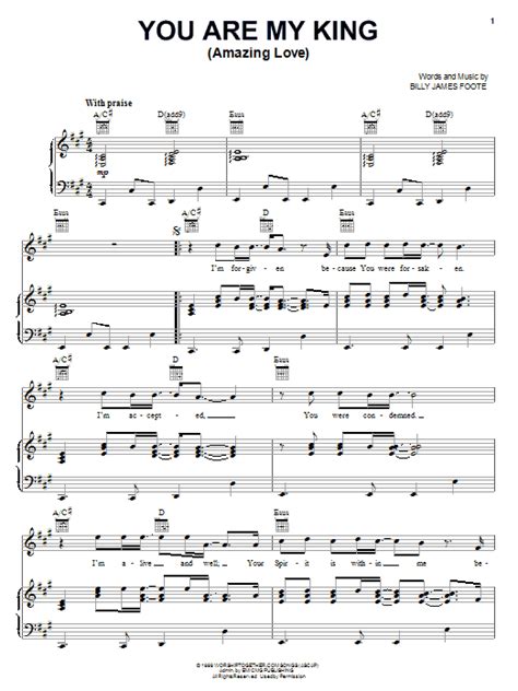 You Are My King Amazing Love Sheet Music Newsboys Piano Vocal