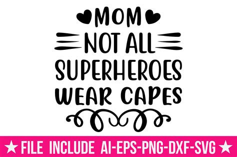 Mom Not All Superheroes Wear Capes Gráfico Por Cutesycrafts360