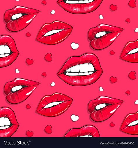 Pink Lips Pattern Abstract Modern Lipgloss Vector Image