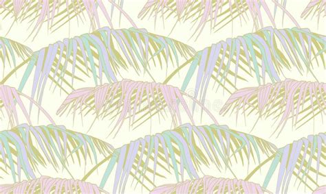 Seamless Pattern With Tropical Palm Branches In Delicate Shades Stock