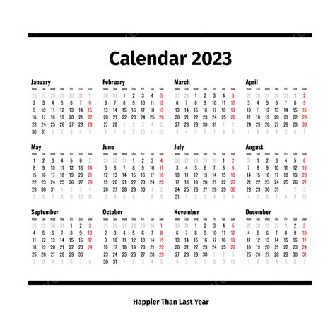 Calendario Simple 2023 Calendario Negro Png Calendario Calendario