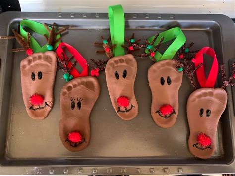 Salt Dough Footprint Reindeer Ornaments Crafty Morning