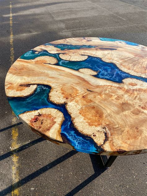 Custom Round wood table Epoxy resin art Handmade table | Etsy