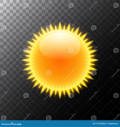 Sun Realistic Rays Icon Vector Weather Forecast Sun Design Stock