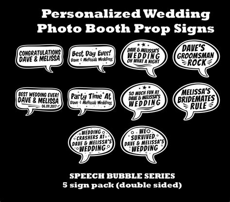 Personalized Photo Booth Wedding Prop Signs 5 Pack Double Etsy