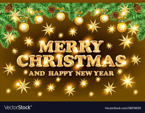 Merry Christmas And Happy New Year Beautiful Vector Image