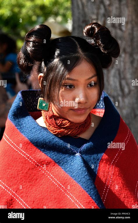 A Young Native American Hopi Woman Wearing Traditional Hopi Clothing