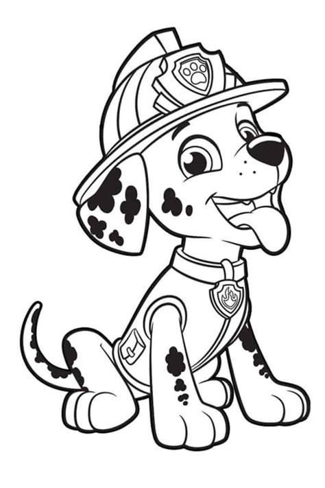 Chase, marshall, zuma, skye, rubble, rocky, everest and ryder. Marshall Paw Patrol Coloring Pages | Paw patrol coloring ...