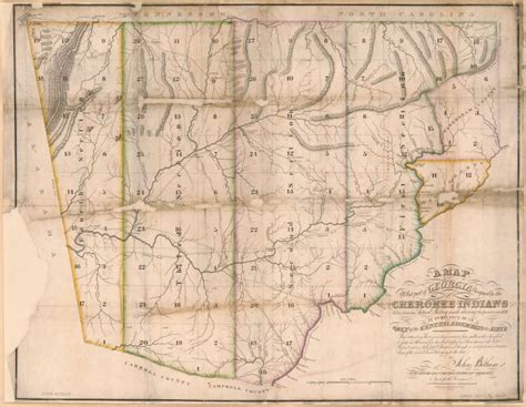 Original Cherokee Nation Map And 1849 Georgia Map With Geological Features