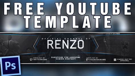 Free PSD - Clean gaming YouTube banner template - YouTube