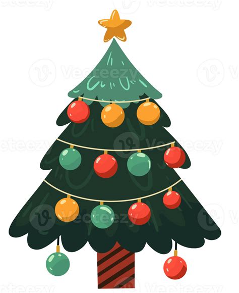 Colorful Christmas Tree Hand Drawn Style 35155586 Png