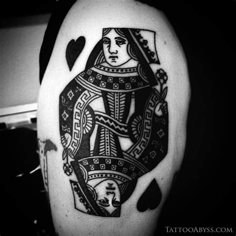 Queen Of Hearts Card Tattoo Abyss Tattoo Abyss Montreal