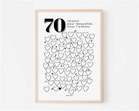 70 Reasons Why We Love You Poster 70th Birthday T Etsy