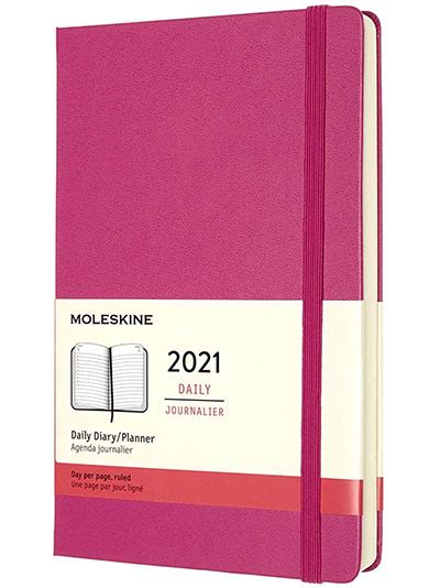 moleskine 12 month daily planner 2021 daily diary 2021 colour bougainvillea pink delfi