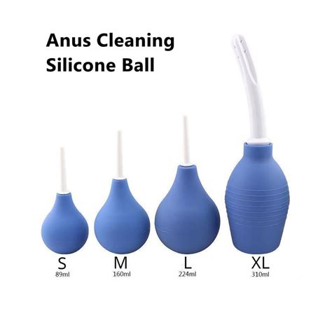 Enema Rectal Shower Cleaning System Silicone Gel Blue Ball For Anal