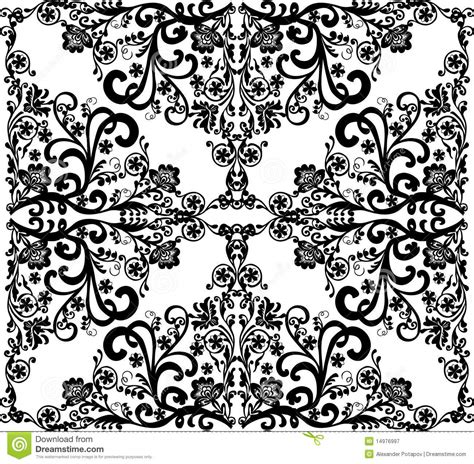 Mandala round floral ornament isolated on white background decorative design element black and white outline vector illustration for coloring print on and other items. Square Black On White Floral Design Stock Vector ...