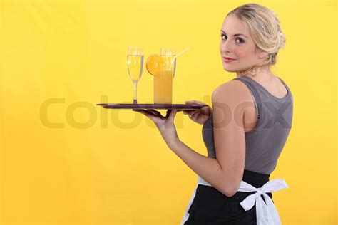Portrait Of A Waitress Stock Image Colourbox