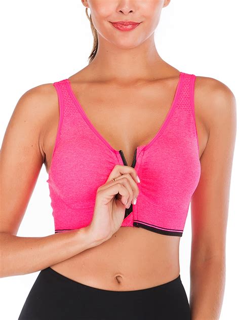 Dodoing Women S Plus Size Sports Bras Removable Padded Support Active Performance Racerback