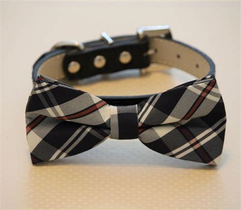 Plaid Black Dog Bow Tie Collar Puppy Lovers Pet Wedding Etsy
