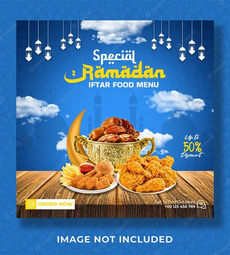 Premium Psd Ramadan Kareem Special Food Menu Banner Social Media Post